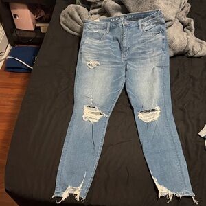 American Eagle Outfitters Light Blue Ripped Skinny Jeans